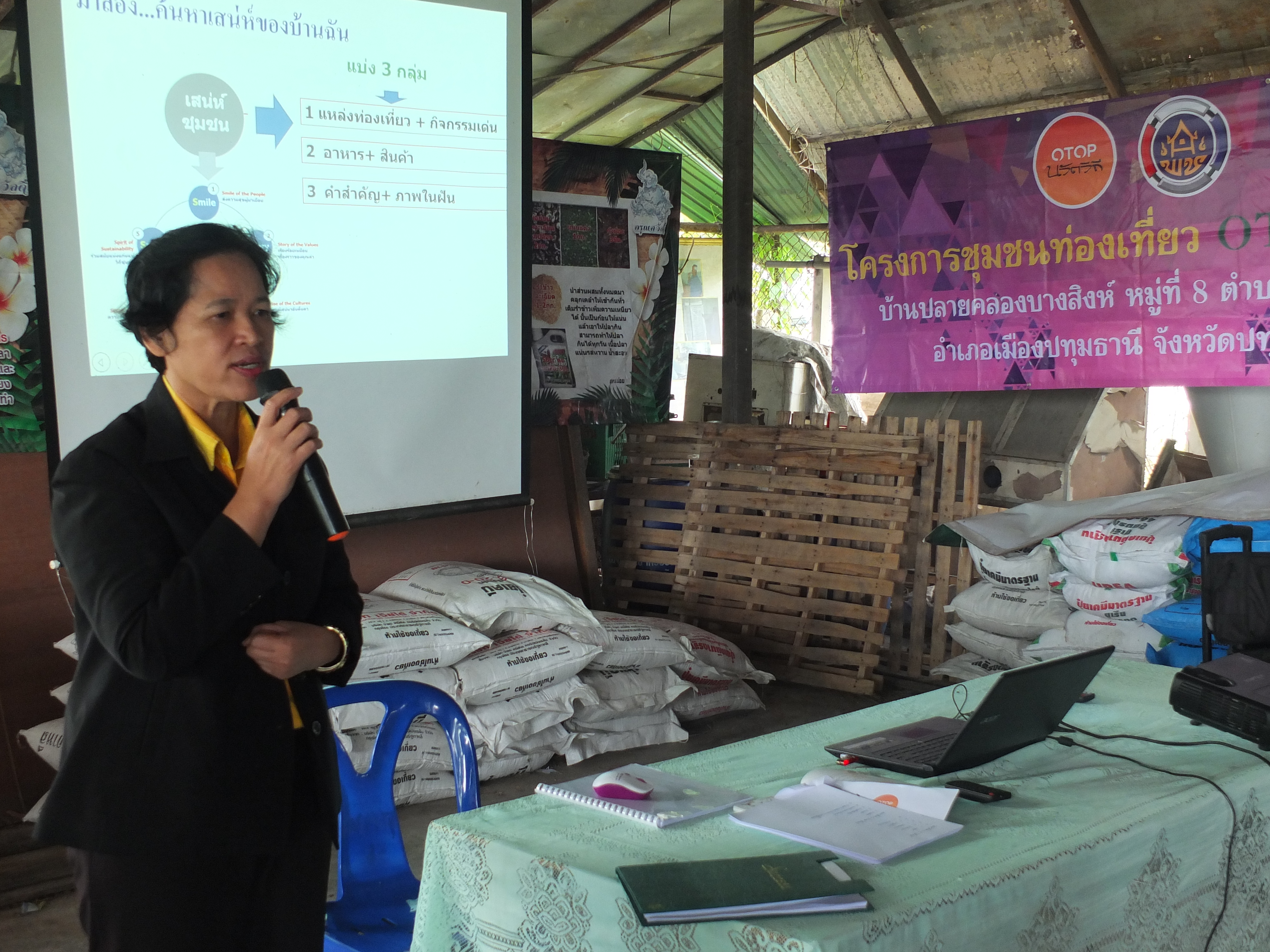 @ปทุมธานี “สพจ.ปทุมธานี ติดตามการดำเนินโครงการชุมชนท่องเที่ยว OTOP นวัตวิถี ในกิจกรรมการอบรมเชิงปฏิบัติการแกนนำชุมชน เพื่อค้นหาอัตลักษณ์ ภูมิปัญญา และเสน่ห์ชุมชน เพื่อยกระดับการท่องเที่ยว หมู่ 8 ต.สวนพริกไทย